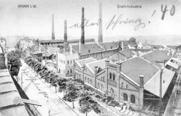 WDI (Westfälische Drahtindustrie), Hamm: Werksgebäude an der Wilhelmstraße. Postkarte, undatiert, um 1910.