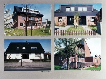 Kinderhäuser des Friedrich-Wilhelm-Stiftes in Hamm (gegründet 1946) - v. l. n. r. die Häuser Reseda-, Stefan-, Horster und Haeseler Straße. Postkarte, 1990.