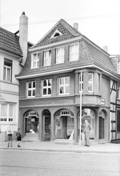 Herdecke, Hauptstraße 4: Sattlerei und Polsterei Hausherr. Undatierte Vermessungsdokumentation der damaligen "Adolf-Hitler-Straße" [nach 1937].