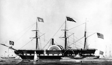 Abbildung des Raddampfers "Washington"; im Jahr 1847 aus den USA nach Bremerhaven entsandt