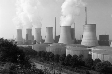 Kraftwerk "Datteln 3" der VEBA Vereinigte Elektrizitäts- und Bergwerks AG, August 1980.