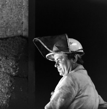 Stahlwerker in der Henrichshütte Hattingen, 1976.