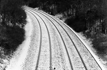 Gleisstrecke der Emschertalbahn bei Castrop-Rauxel. Februar 1983.
