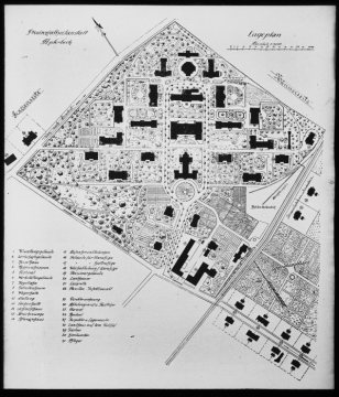 Lageplan der Provinzial-Heilanstalt Aplerbeck, Dortmund. Undatiert [Klinikgelände in den 1930er Jahren?]