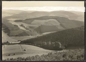 Ausblick vom Wallburgturm bei Elspe (Gemeinde Lennestadt), undatiert (um 1940?)