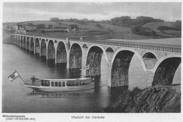 Delecke: Möhnetalsperre, Viadukt/Brücke bei Delecke, Ortsteil der Gemeinde Möhnesee, undatiert (1910er Jahre?)
