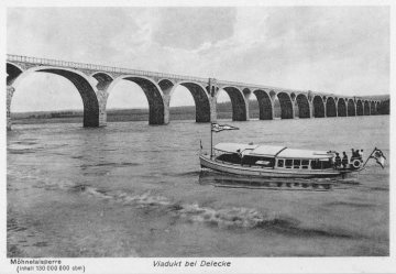 Delecke: Möhnetalsperre, Viadukt/Brücke bei Delecke, Ortsteil der Gemeinde Möhnesee, undatiert (1910er/1920er Jahre?)