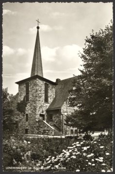 Die Christus-Kirche in Lendringsen (Gemeinde Menden), undatiert (1950er/1960er Jahre?)