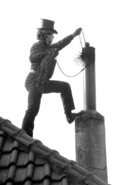 Schornsteinfeger im Einsatz. Castrop-Rauxel, Oktober 1986.