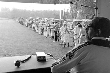 Schützengilde Habinghorst, 1981: Turnier der Bogenschützen auf der Bogenschießanlage Pöppinghausen, Castrop-Rauxel.