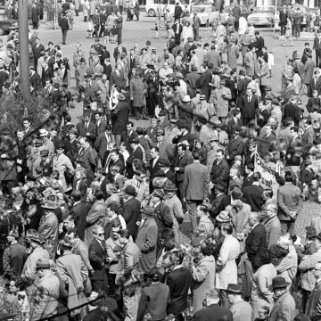 1. Mai-Kundgebung, Marktplatz Castrop-Rauxel. Undatiert, 1960er Jahre.
