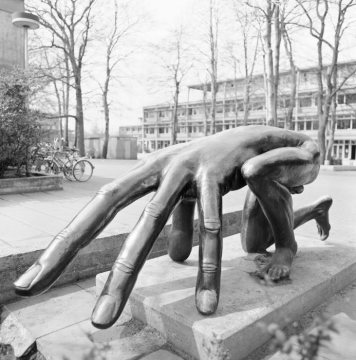 Michael Schwarze, Kriecher, 1969/70. Bronze 100 x 265 x 83 cm Standort: Albert-Schweitzer-/Geschwister-Scholl Gymnasium an der Hagenstraße, Marl.