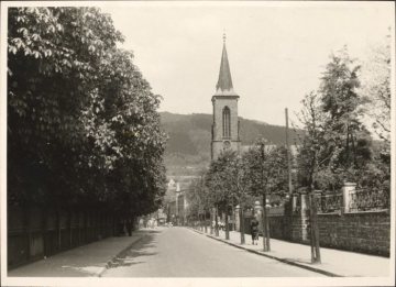 Freiheitsstraße, Blick zur evangelischen Christus-Kirche in Werdohl, undatiert