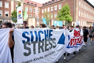 Katholikentag 2018 in Münster: Demonstration "gegen Kirche, Herrschaft, Vaterland".
