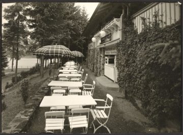 Die Gaststätte "Blockhaus" an der Hennetalsperre bei Meschede, undatiert (1950er/1960er Jahre?)
