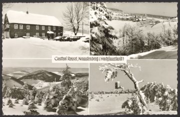 Eindrücke vom verschneiten Gasthof und der Pension "Rossel" in Neuastenberg (Gemeinde Winterberg)
