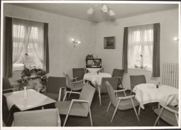 Innenansicht des Hotels "Hoefer" in Winterberg, undatiert (1950er Jahre?)