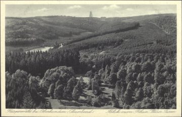 Der Rüsperwald bei Oberhundem (Gemeinde Kirchhundem), Fernblick zum 1932 erbauten Rhein-Weser-Turm, undatiert
