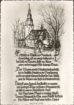 Gedicht mit einer Zeichnung der St.-Peter-und-Paul-Kirche in Wormbach (Gemeinde Schmallenberg), undatiert