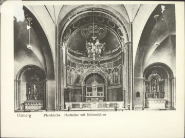 Die St.-Nikolaus-Kirche in Olsberg: Hochaltar mit Seitenaltären, undatiert (frühes 20. Jahrhundert?)