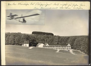 Schüren (Gemeinde Meschede), Fotomontage von der Segelflug-Schule und einem Segelflugzeug