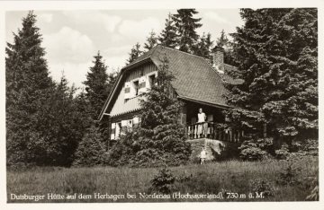Die "Duisburger Hütte" auf dem Herhagen bei Nordenau (Gemeinde Schmallenberg), undatiert (1950er Jahre?)