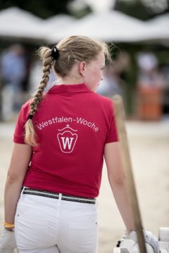 Westfalen-Woche in Münster-Handorf, Juli 2018 - alljährliche Schauwoche der westfälischen Pferdezüchter. Das Programm umfasst Stutenschauen, Fohlenschauen, Jungpferdechampionate in Dressur und Springen sowie Pferdeauktionen.