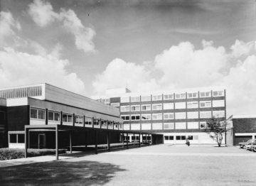 Gebäude der Westdeutschen Lotterie GmbH, Weseler Straße, erbaut 1959, Architekt: Harald Deilmann