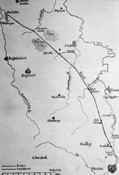 Gewässerkarte des Münsterlandes mit Verlauf des Max-Clemens-Kanals (Quelle: Heinrich Knüfermann: Geschichte des Max-Clemens-Kanals, 1907)