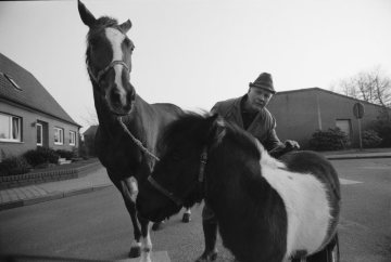 Hopsten: Herr Vocks mit Pony und Pferd an der Schießhalle