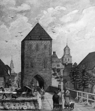 Foto einer Zeichnung des Alten Westtor, Ahlen 