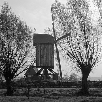 Im Freilichtmuseum Mühlenhof: Bockwindmühle aus aus dem Emsland, erbaut um 1748
