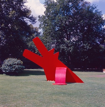 "Red Dog for Landois", Plastik von Keith Haring an der Himmelreichallee, installiert anlässlich der - skulptur projekte münster 87