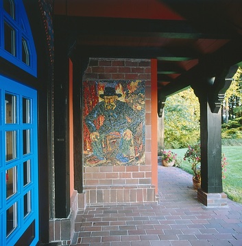 Mosaik von Peter August Böckstiegel am Eingang seines Geburtshauses in Arrode