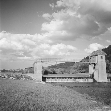 Trommelwehr des Wasserwerks Soest zwischen Ruhr und Obergraben, undatiert, um 1935 (?).