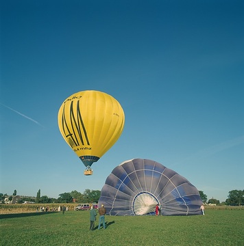 Montgolfiade, Werbeballon des Radiosenders "Antenne-Münsterland" während des Starts