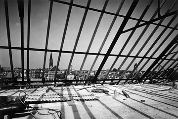Landeshaus: Dachstuhl während des Neubaus 1950/53