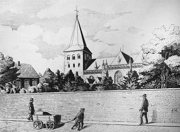 Kath. Pfarrkirche St. Nikolaus, Zeichnung von A. Höke