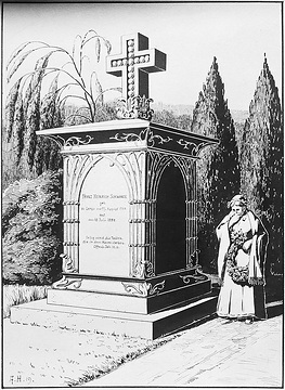 Grabmal mit Tempelhäuschen (Zeichnung A. Höke)