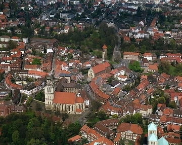 Münster, Zentrum: Buddenturm (ehem. Pulverturm), Observantenkirche (evangelische Universitätskirche), Liebfrauen-Überwasserkirche