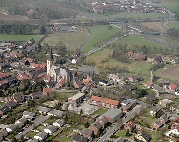 Münster, Amelsbüren: Ortskern Amelsbüren, St. Sebastian Kirche, Davertschule, Dortmund-Ems-Kanal, Kanalbrücke
