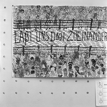 Ausstellung Unteilbares Deutschland: Schülerbild 'Laßt uns doch zueinander' (Landeshaus, Freiherr vom Stein-Platz)