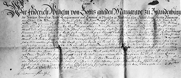 Urkunde des Großen Kurfürsten Friedrich Wilhelm I. vom 25. Oktober 1666