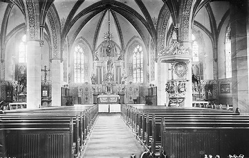 Katholische Pfarrkirche St. Johannes der Täufer in Harsewinkel-Greffen, neugotische Hallenkirche von 1899. Undatiert, um 1910?