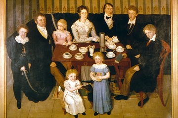 Porträt der Familie Vincke, kurz nach dem Tod der Ehefrau Eleonore von Syberg (1788-1826) im Mai 1826 angefertigt. 