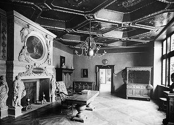 Barockzimmer eines Münsteraner Adelsitzes - Ausstellung im Landesmuseum der Provinz Westfalen, Münster. Undatiert, zugeschrieben Fritz Mielert, 1920er Jahre.
