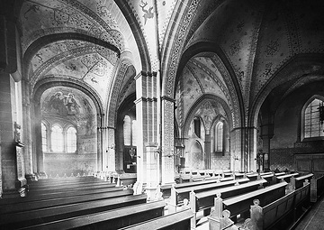 Pfarrkirche St. Maria zur Höhe: Vielfältige Gewölbeformen und reiche Deckenmalerei, Aufnahmedatum der Fotografie ca. 1913.