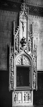 Gotisches Sakramentshäuschen (15. Jh.) in der St. Pauli-Kirche, Aufnahmedatum der Fotografie ca. 1913.