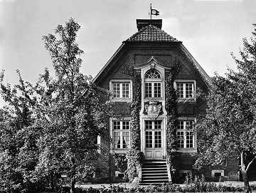 Haus Rüschhaus von der Gartenseite, erbaut 1745 ff. von Johann Conrad Schlaun zur Eigennutzung, 1826-1846 Wohnsitz der Annette von Droste-Hülshoff, seit 1936 Droste-Museum