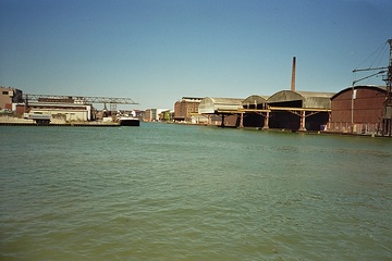 Blick auf den Dortmund-Ems-Kanal am Hafen Münster, August 1999